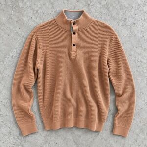Express Mock Neck Sweater Mens XL Tan Ribbed Knit Pullover Thanksgiving Outfit
